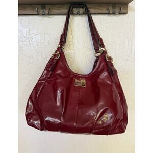 Coach Burgundy Patent Leather Shoulder Bag Tote – Gold Hardware